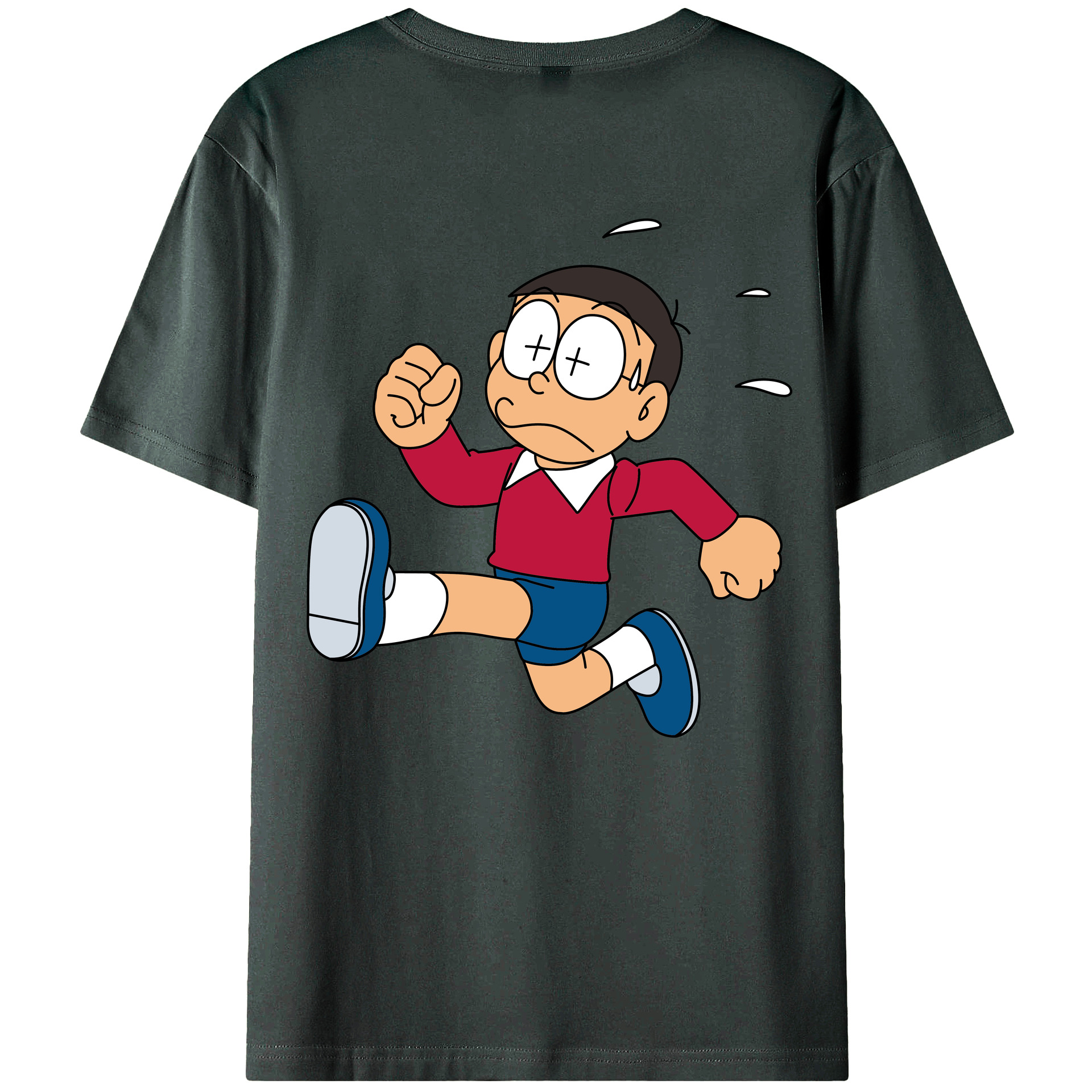 （画像用） ドラえもん 野比 のび太 Doraemon Nobita Nobi 綿100％ メンズ半袖Tシャツ（バックプリント） 通気性